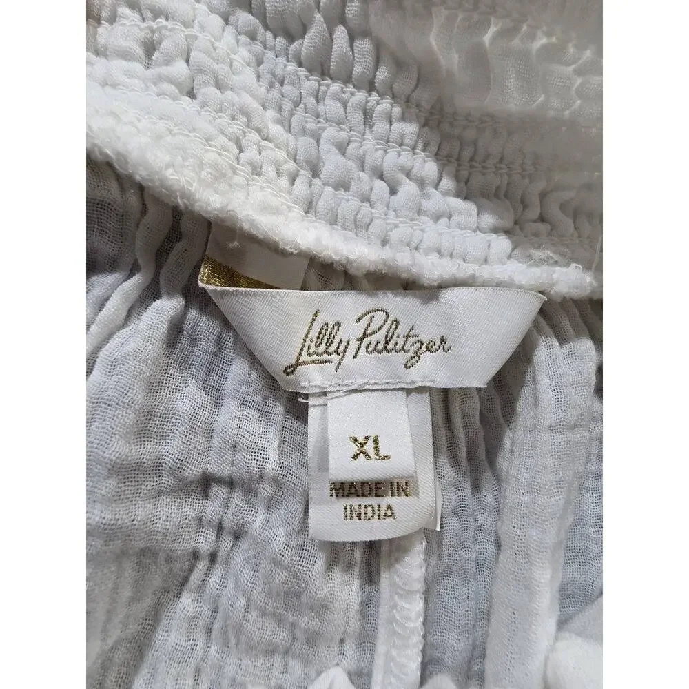 Lilly Pulitzer gauze cotton Y2K wide leg Pajamas Set White Size X-Large A010125